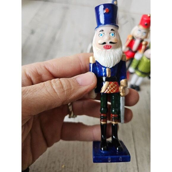 Vintage nutcracker musician band glitter blue red ornament Xmas tree hallmark - Picture 2 of 10